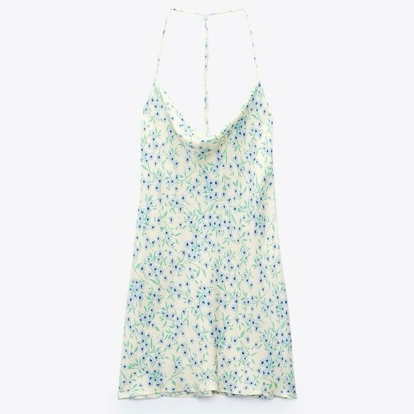Zara Pastel Floral Cowl Neck Mini Slip Dress Fits XS-S - Picture 3 of 16